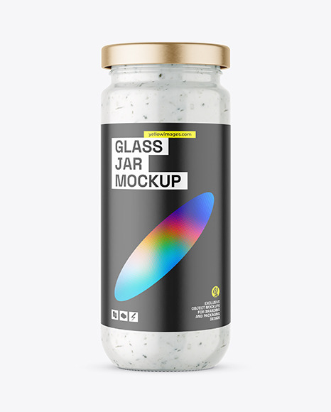 Clear Glass Jar with Tar Tar Sauce Mockup