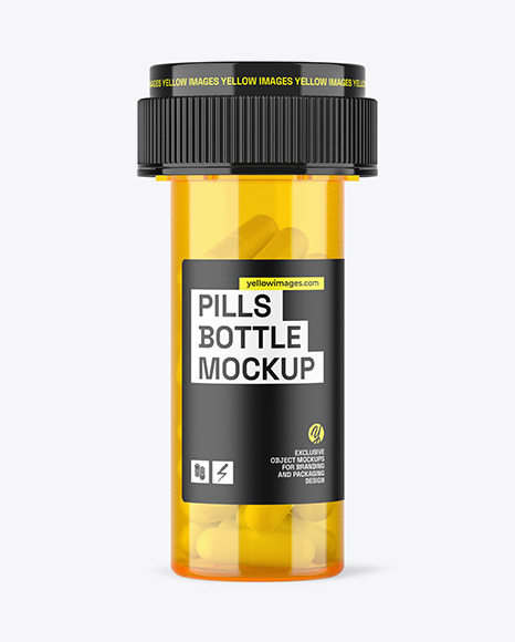 Yellow Pills Bottle Mockup