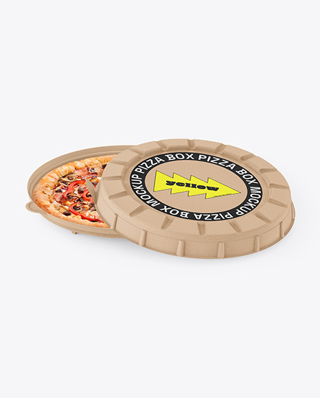 Kraft Round Pizza Box Mockup