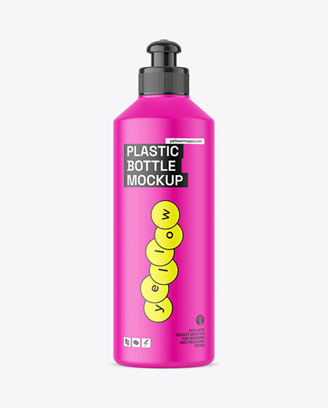 Matte Plastic Bottle with Push Pull Cap Mockup