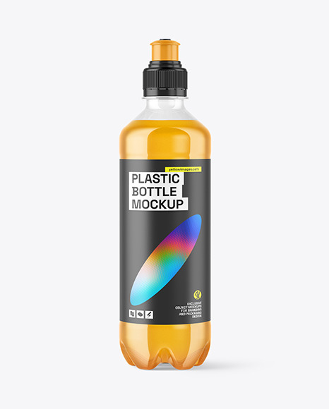 500ml Clear PET Orange Drink Bottle Mockup