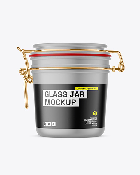 Matte Jar with Clamp Lid Mockup