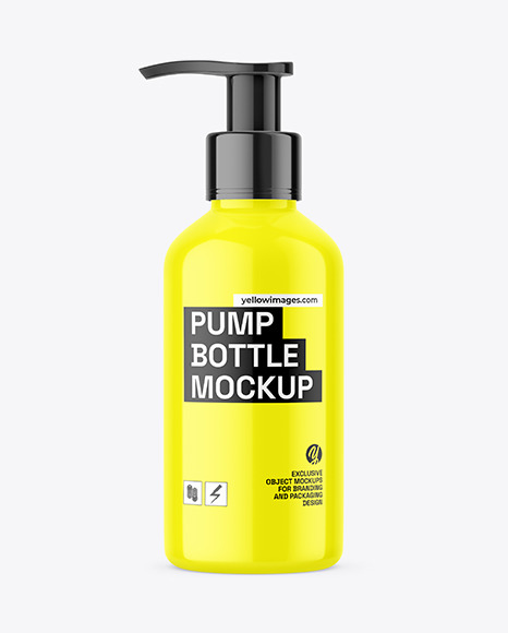 Glossy Bottle With Pump Mockup