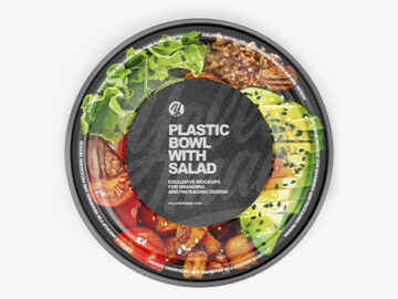 Plastic Bowl with Salad Mockup