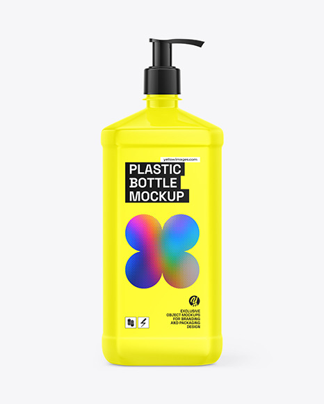 Glossy Plastic Bottle With Dispenser Mockup