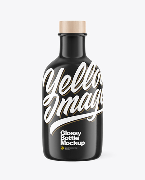 Glossy Bottle with Wooden Cap Mockup
