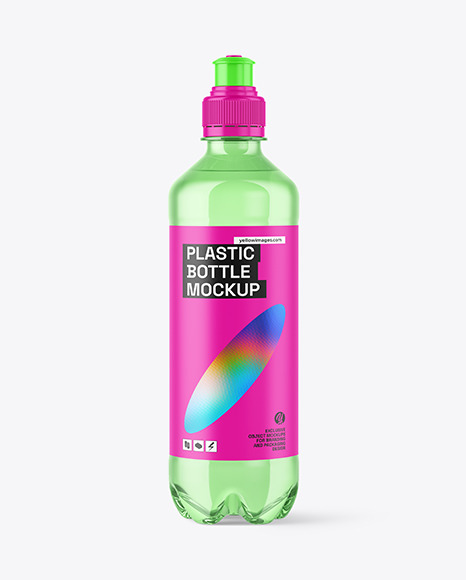 500ml Colored PET Water Bottle Mockup
