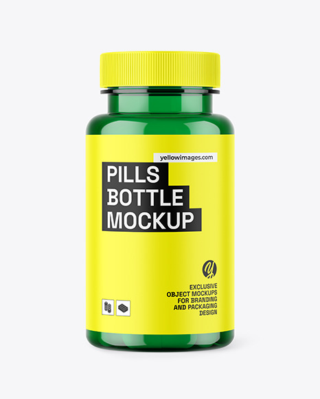 Green Pills Bottle Mockup