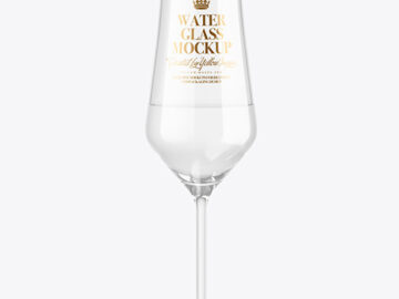 Clear Wine Glass w/ Water Mockup