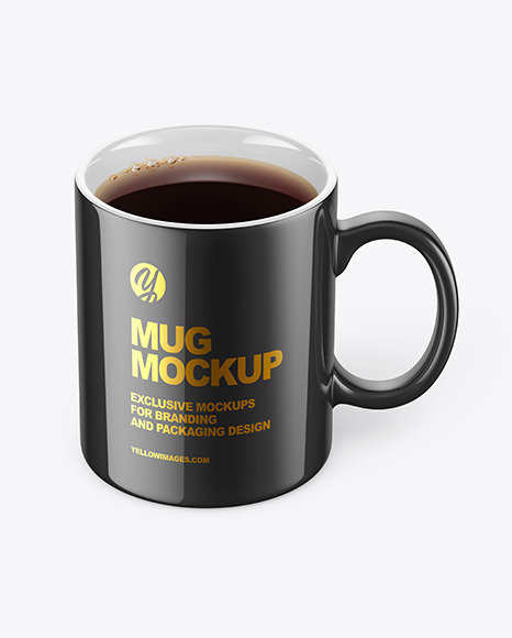 Glossy Mug w/ Tea Mockup