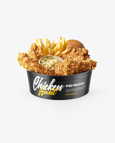 Matte Bucket w/ Chicken Tenders & French Fries Mockup