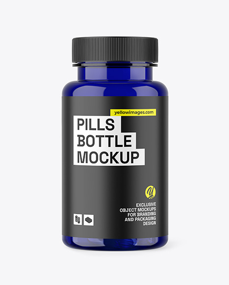 Blue Pills Bottle Mockup