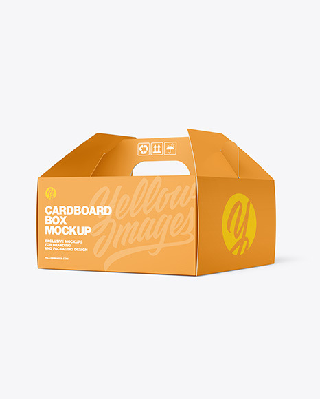 Cardboard Box w/ Handle Mockup