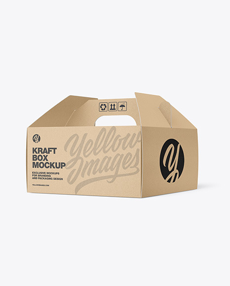 Kraft Cardboard Box w/ Handle Mockup