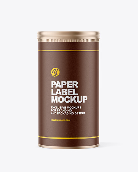 Metallic Jar with Paper Label Mockup