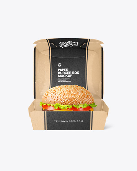 Kraft Box w/ Burger Mockup