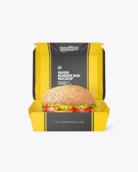 Paper Box w/ Burger Mockup
