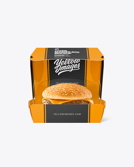 Paper Box w/ Burger Mockup