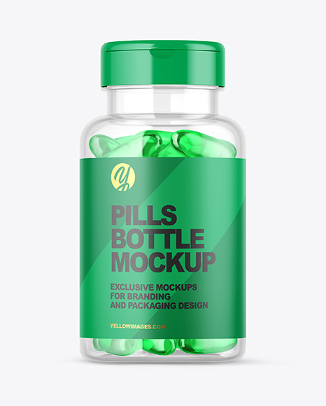 Clear Bottle with Soft Gel Capsules Mockup