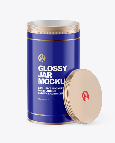 Metallic Jar with Glossy Label Mockup