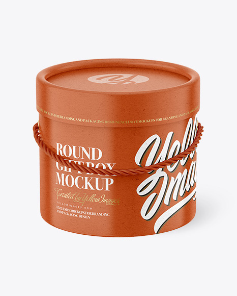 Glossy Kraft Round Gift Box Mockup