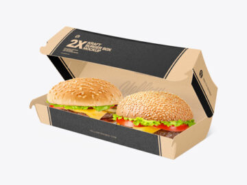 Kraft Box w/ Two Burgers Mockup