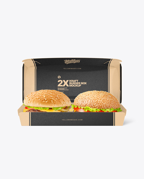 Kraft Box w/ Two Burgers Mockup