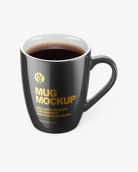 Glossy Ceramic Mug w/ Tea Mockup