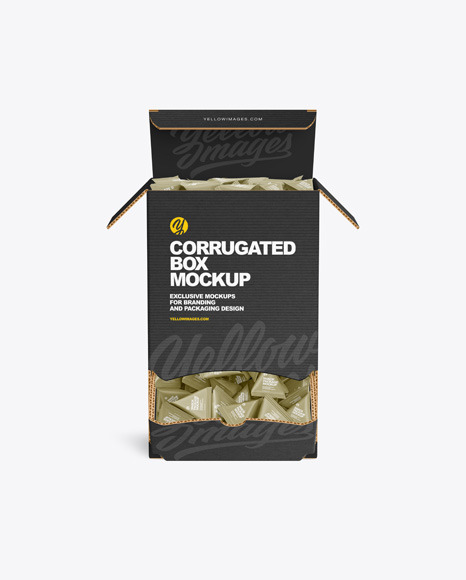 Corrugated Box W/ Triangular Snack Mockup