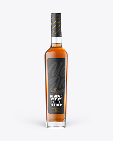 Square Clear Glass Whisky Bottle Mockup