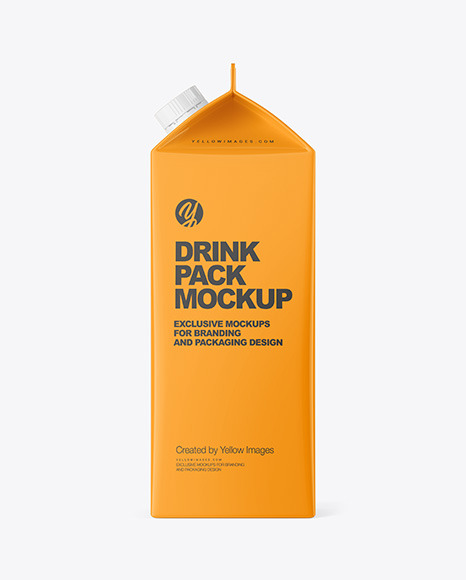 Glossy Drink Carton Pack Mockup