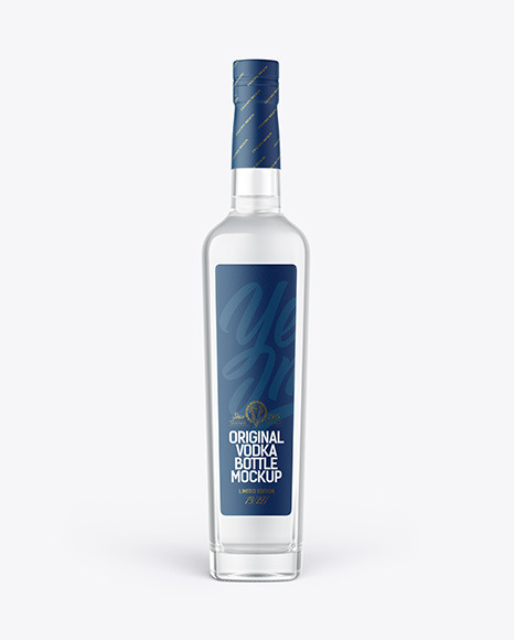 Square Clear Glass Vodka Bottle Mockup
