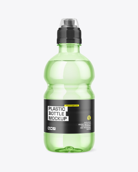 Colored Plastic Bottle w/ Water & Sport Cap Mockup