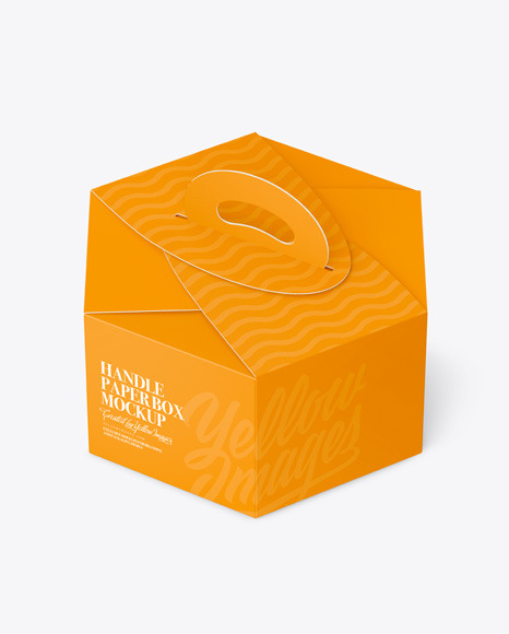 Hexagon Paper Box W/ Handle Mockup