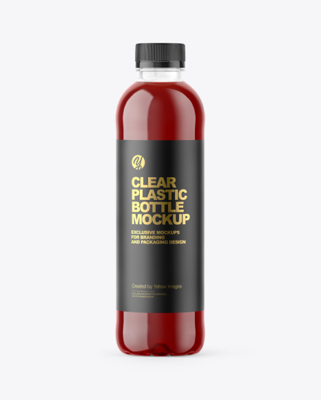 Clear Plastic Bottle w/ Juice Mockup