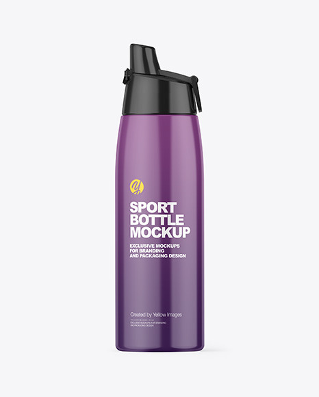 Glossy Plastic Sport Bottle Mockup