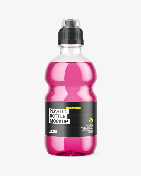 Clear Plastic Bottle w/ Drink & Sport Cap Mockup