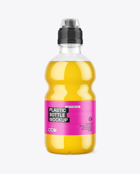 Clear Plastic Bottle w/ Juice & Sport Cap Mockup