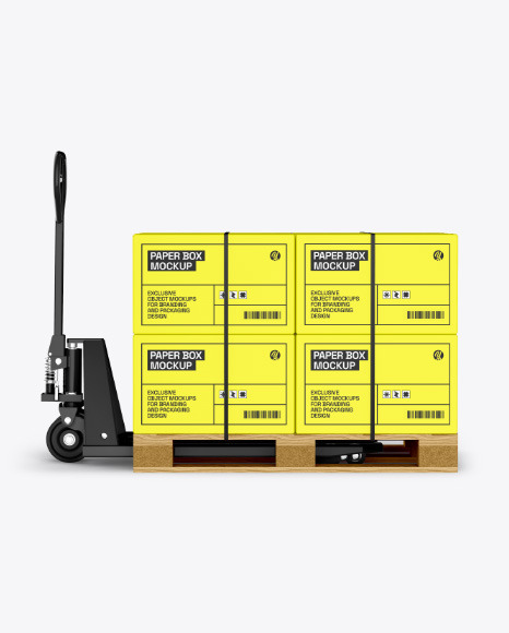 Hand Pallet Truck & Paper Boxes Mockup