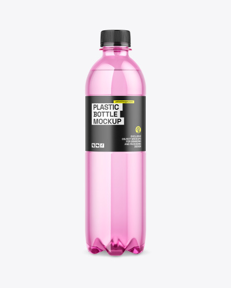 Colored Plastic Bottle w/ Water Mockup