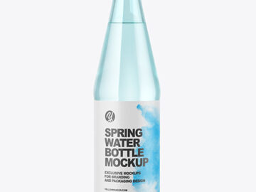 Blue Glass Water Bottle Mockup