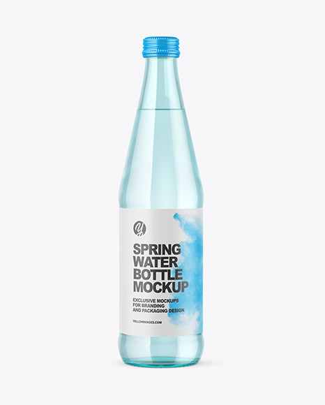 Blue Glass Water Bottle Mockup
