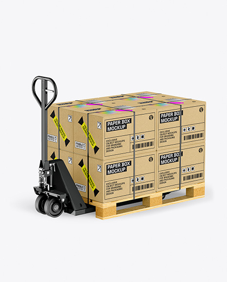 Hand Pallet Truck & Kraft Paper Boxes Mockup