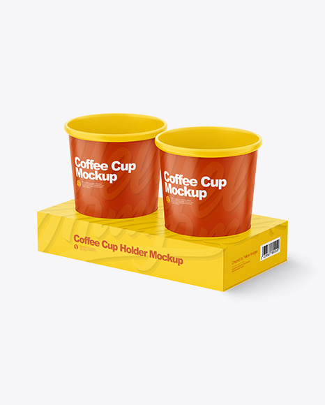 Coffee Cup Holder W/ Cups Mockup