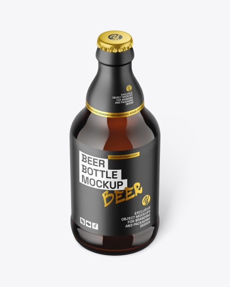 Dark Amber Glass Beer Bottle Mockup