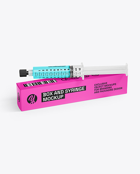 Syringe with Injection & Box Mockup