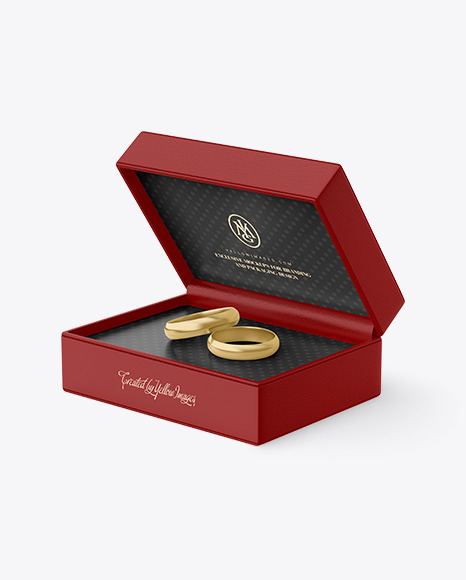 Jewelry Case with Wedding Rings Mockup