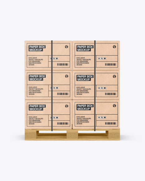 Wooden Pallet With Kraft Boxes Mockup