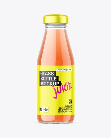 Clear Glass Juice Bottle Mockup