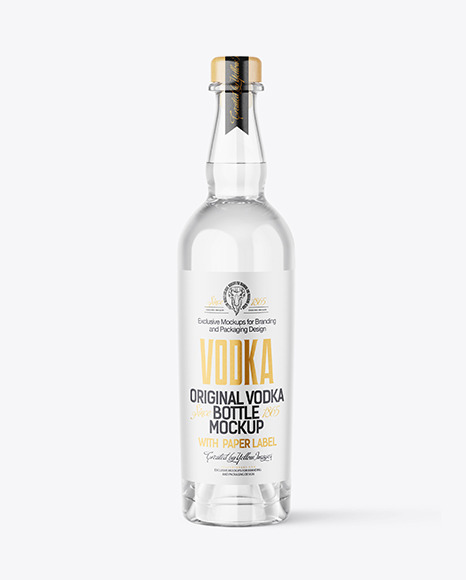 Clear Glass Vodka Bottle Mockup